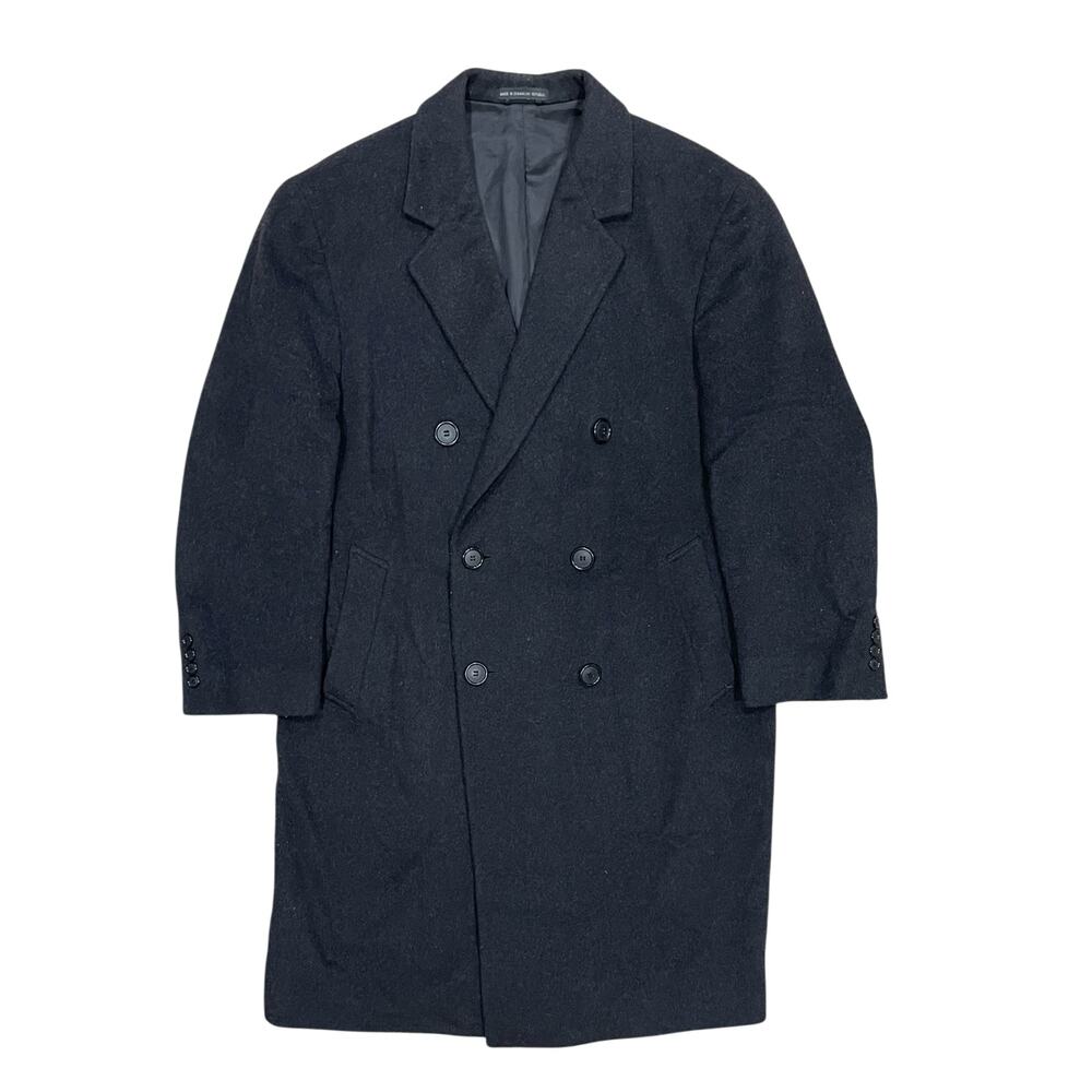 Vintage London Fog Double Breasted Overcoat Men’s Size 42S Black Wool Preppy